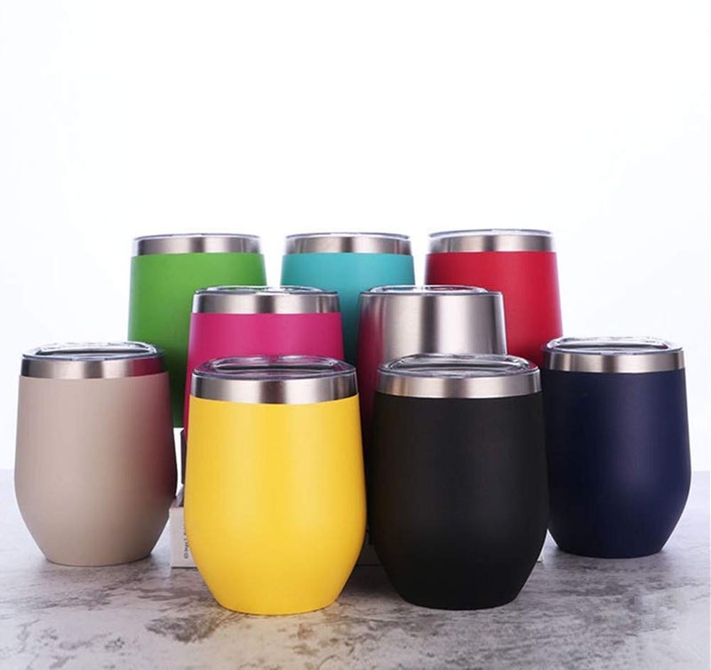 Gteller 12 oz Stainless Steel Wine Tumbler Stemless Glasses with Lid, Double Wall Insulated Travel Mug Perfect for Wine, Coffee, Drinks, Champagne, Cocktails(Black) - Image 4